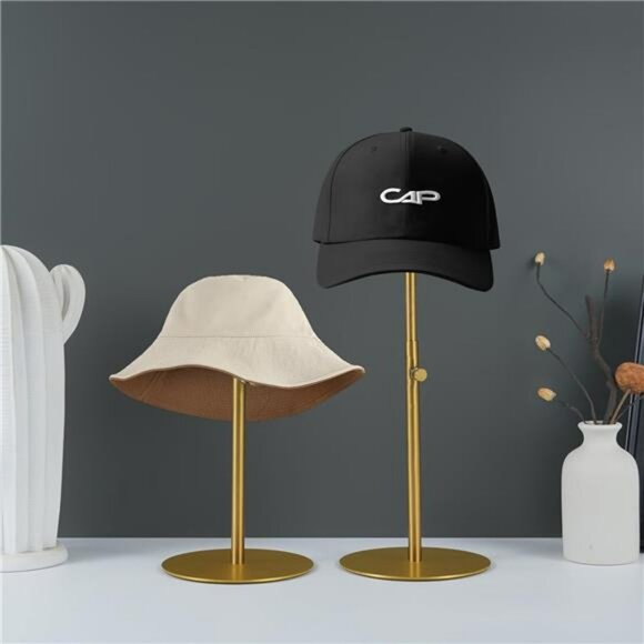 Metal Hat Display Stand 2 Pack Adjustable Cap Rack Holder for Home Boutique Stor - Picture 2 of 7